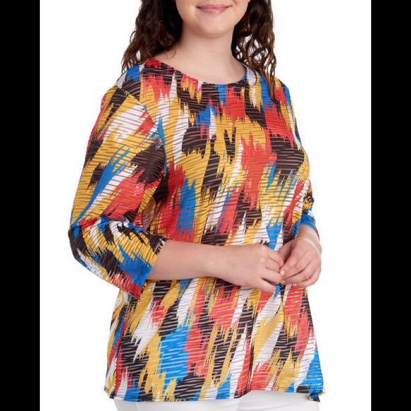 Women's Plus Size Abstract Print Burnout Tunic - Picture 2 of 3